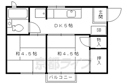 京阪本線 中書島駅 徒歩4分の賃貸アパート 2階2DKの間取り