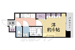 プレサンス十条凛華 6階1Kの間取り