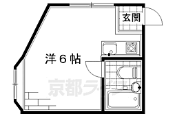 京阪本線 中書島駅 徒歩3分の賃貸アパート 2階ワンルームの間取り