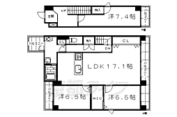 京都市営烏丸線 烏丸御池駅 徒歩6分の賃貸マンション 5階3LDKの間取り