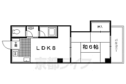 京都市営烏丸線 丸太町駅 徒歩1分の賃貸マンション 2階1LDKの間取り