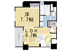 リーガル京都堀川五条通りII 2階1LDKの間取り