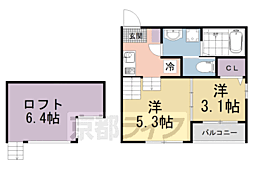 京阪本線 伏見稲荷駅 徒歩9分の賃貸アパート 2階2Kの間取り