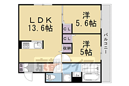 TORISIA殿城 2LDKの間取図画像