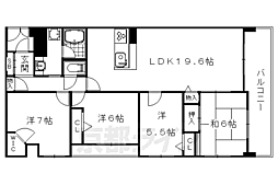 阪急京都本線 西院駅 徒歩7分の賃貸マンション 2階4LDKの間取り