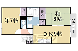 阪急京都本線 桂駅 徒歩14分の賃貸アパート 1階2DKの間取り