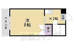 JR山陰本線 二条駅 徒歩7分の賃貸マンション 3階1Kの間取り