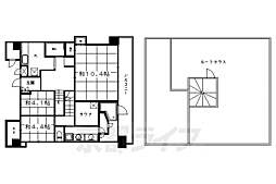 京都市営烏丸線 烏丸御池駅 徒歩9分の賃貸マンション 14階2LDKの間取り