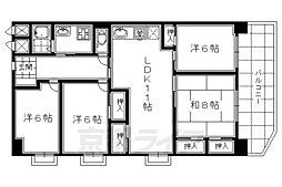 桂川ハイツ4号館 1階4LDKの間取り