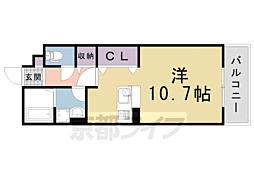 京都市営烏丸線 竹田駅 徒歩7分の賃貸アパート 2階ワンルームの間取り