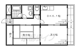 京阪本線 伏見桃山駅 徒歩26分の賃貸マンション 2階2DKの間取り