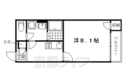 京都地下鉄東西線 太秦天神川駅 徒歩9分の賃貸アパート 2階1Kの間取り