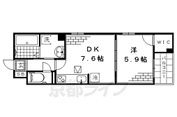 京阪宇治線 観月橋駅 徒歩7分の賃貸アパート 1階1DKの間取り