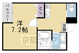 JR山陰本線 太秦駅 徒歩11分の賃貸マンション 4階1Kの間取り