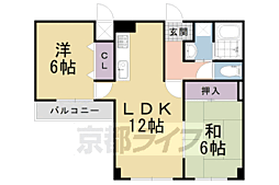 ランブラス南長岡京 3階2LDKの間取り