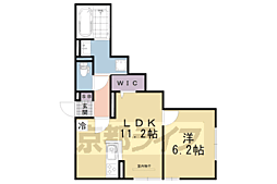 京阪宇治線 六地蔵駅 徒歩2分の賃貸アパート 1階1LDKの間取り