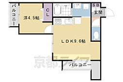 阪急京都本線 西院駅 徒歩7分の賃貸アパート 3階1LDKの間取り
