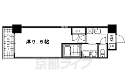 京都市営烏丸線 烏丸御池駅 徒歩7分の賃貸マンション 7階1Kの間取り
