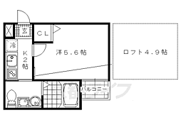 ロフティ四条大宮 1階1Kの間取り