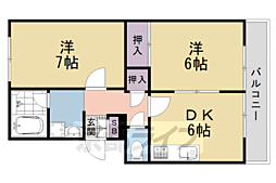 JR山陰本線 二条駅 徒歩8分の賃貸マンション 2階2DKの間取り