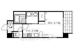 JR山陰本線 二条駅 徒歩9分の賃貸マンション 6階1Kの間取り