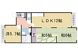 JR山陰本線 嵯峨嵐山駅 徒歩12分の賃貸マンション 1階3LDKの間取り