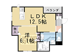 阪急京都本線 桂駅 徒歩18分の賃貸アパート 1階1LDKの間取り