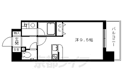 京都市営烏丸線 烏丸御池駅 徒歩4分の賃貸マンション 5階1Kの間取り
