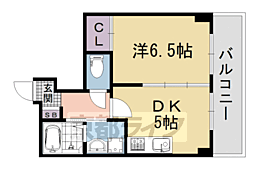 パラシオ池田 1階1DKの間取り