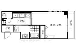 阪急京都本線 西京極駅 徒歩5分の賃貸マンション 6階1Kの間取り