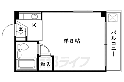 プレステージファースト 1階1Kの間取り