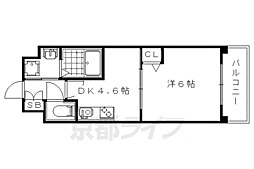 阪急京都本線 西院駅 徒歩7分の賃貸マンション 2階1DKの間取り