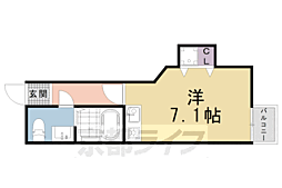 ブリエ西大路 2階ワンルームの間取り