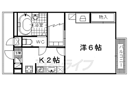 JR東海道・山陽本線 長岡京駅 3.3kmの賃貸アパート 2階1Kの間取り