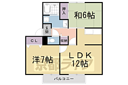 JR山陰本線 嵯峨嵐山駅 徒歩10分の賃貸アパート 2階2LDKの間取り