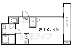 京都地下鉄東西線 醍醐駅 徒歩14分の賃貸マンション 2階ワンルームの間取り