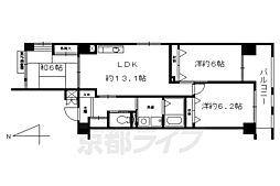 フレア五条 6階3LDKの間取り