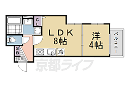 京都地下鉄東西線 六地蔵駅 徒歩13分の賃貸アパート 1階1LDKの間取り