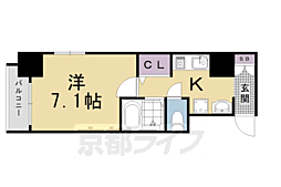 阪急京都本線 西院駅 徒歩9分の賃貸マンション 10階1Kの間取り