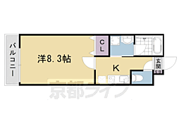 クレドール京都駅南 4階1Kの間取り