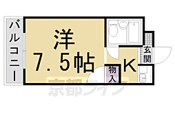 JR山陰本線 円町駅 徒歩6分の賃貸マンション 2階1Kの間取り