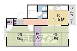 阪急京都本線 桂駅 徒歩15分の賃貸アパート 2階2DKの間取り