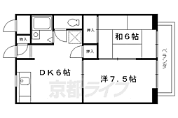 クレールコート 1階2DKの間取り