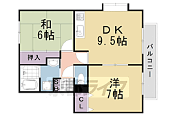 阪急嵐山線 松尾大社駅 徒歩10分の賃貸アパート 1階2DKの間取り