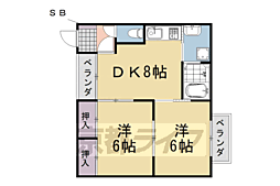 阪急京都本線 桂駅 徒歩18分の賃貸アパート 1階2DKの間取り