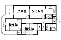 京都地下鉄東西線 太秦天神川駅 徒歩15分の賃貸マンション 4階3LDKの間取り