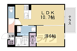 阪急京都本線 西京極駅 徒歩14分の賃貸アパート 1階1LDKの間取り