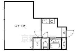 京阪宇治線 六地蔵駅 徒歩1分の賃貸マンション 2階1Kの間取り