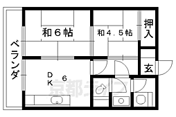 京阪本線 龍谷大前深草駅 徒歩12分の賃貸マンション 1階2DKの間取り