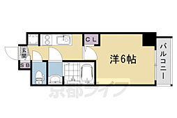 阪急京都本線 西院駅 徒歩9分の賃貸マンション 7階1Kの間取り